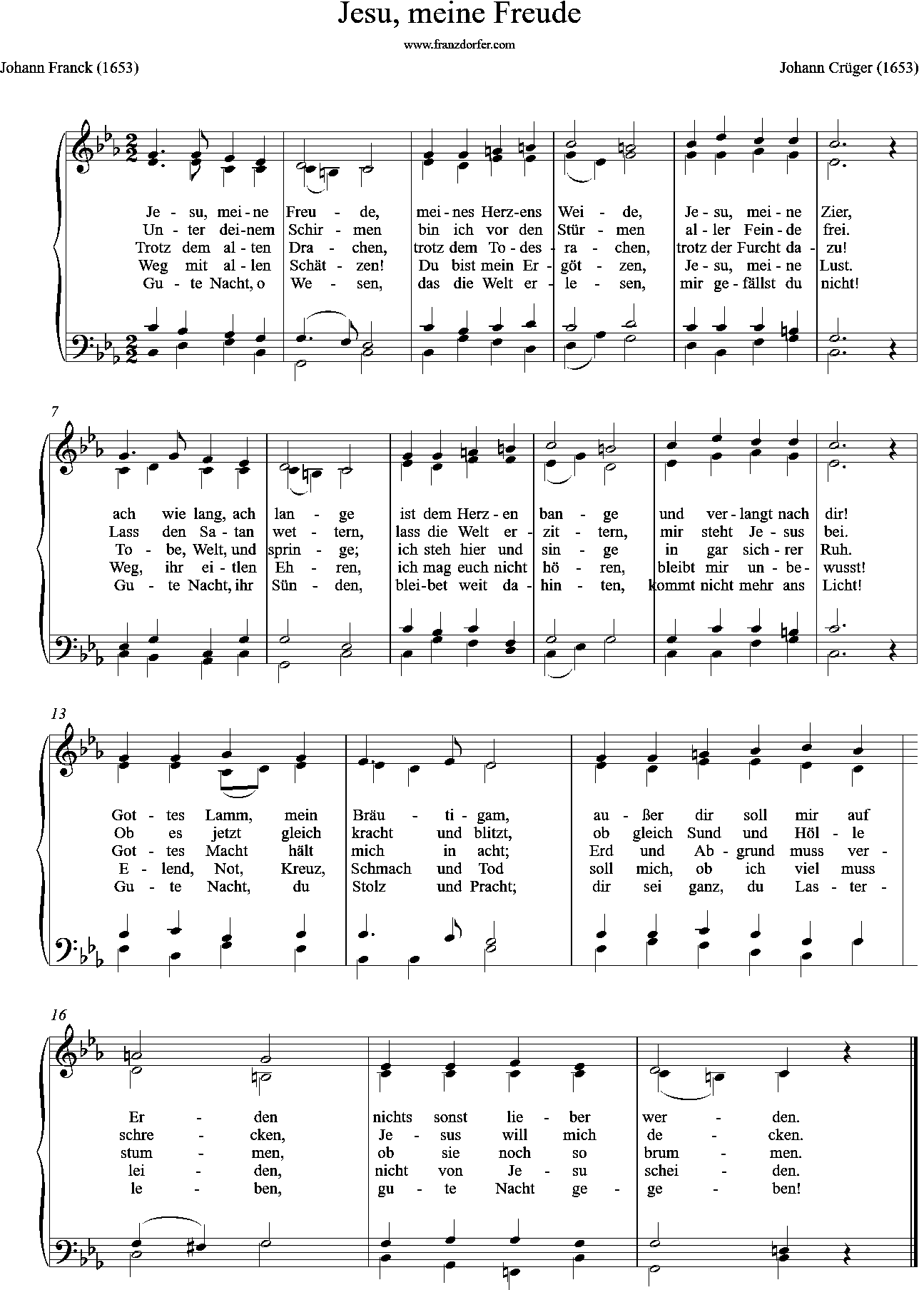 Chor-, Orgelnoten, c-moll, Jesu, meine Freude